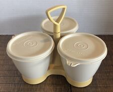 Vintage Tupperware Condiment Serving Set 3 Containers With Lids Gold Almond  picture