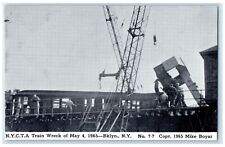 c1920 Worktrain Wreck Two Cranes Awaits To Move In & Lift Brooklyn NY Postcard picture