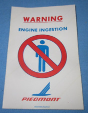 Small Vintage Piedmont Airlines Decal ~ Warning Engine Ingestion picture