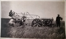 C1900s Photo Wheat Harvester Thresher Farmers Girl in Sunbonnet Agriculture picture