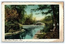 1911 Elm Beach Bridge Scene Worcester Massachusetts MA Posted Trees Postcard picture