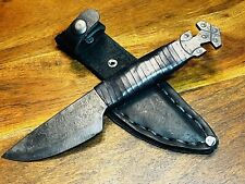 TSA CONFISCATED Handmade Steel Fixed Blade Hunting Knife + New Leather Sheath picture