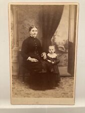 Antique Cabinet Card Photo Mother & Daughter Lovely Dresses Detroit MI c.1875 picture
