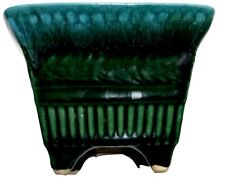 Vintage MCM Hull A2 Art Pottery Turquoise Drip Pedestal Base Planter Flower Pot picture