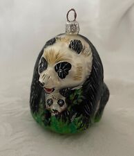 The Discovery Channel Store -  PANDA Mom & Baby Blown Glass  Ornament - Poland picture