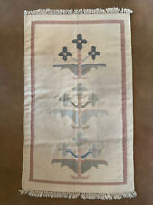 Vtg 3'X5' Southwestern/Mexican-Style Rug Pastel Cream Pink Blue Green Wool picture
