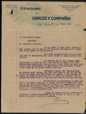 ANTIQUE COMMERCIAL LETTER / 20 DE OCTUBRE - GARCES Y CO. / BIJAGUAL CUBA 1916 picture