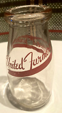 UNITED FARMERS (New England Based)  HALF  PINT CREAM MILK BOTTLE - Vintage picture