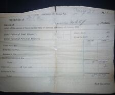 Antique Property Tax Receipt 1911 Pickens County Alabama Vintage Ephemera K picture