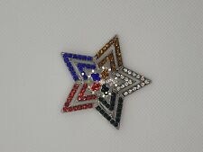 Order of the Eastern Star Brooch silver Enamel oes Rhinestone Pin 1.5 x 1.5 pha picture