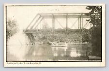 Antique Postcard Bridge Boating on Crooked Creek Centralia IL Row Boat c1908 picture