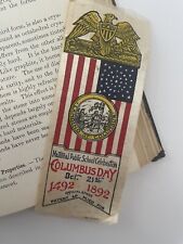 1892 Antique Historical Ephemera Ribbon Columbus Day 400th Anniversary picture