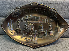 Vintage Kansas Souvenir Metal Plate Wall Picture Ash Tray Dish Made In Japan picture