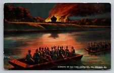 Burning Of Old Fort Dearborn Chicago Illinois Unposted Postcard picture
