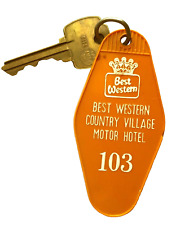 Vintage Best Western Country Village Motor Hotel Key & Fob Room #103 Orange USA picture