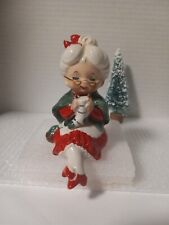 Vintage Lefton Mrs Claus Shelf Sitter Holding A Stocking Christmas Figurine picture
