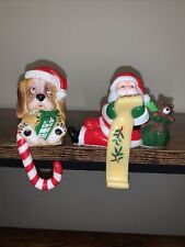 Vintage Hard Plastic Christmas Stocking Holders Lot of 2 1980's picture