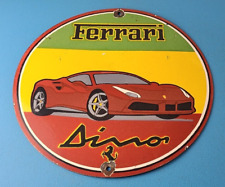 Vintage Ferrari Dino Sports Car Sign - Auto Service Dealer Gas Porcelain Sign picture
