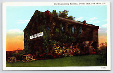 Old Commissary Building Covered in Foliage Fort Smith Arkansas AR Postcard picture