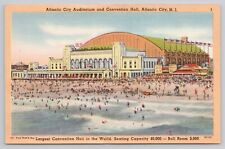 Postcard Atlantic City NJ Auditorium and Convention Hall Linen Unposted picture