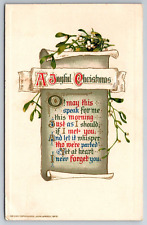 Vintage Postcard Christmas John Winsch Joyful Christmas Embossed Poem c1913 picture