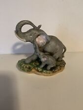 Vintage Mama Elephant with Baby Elephant Homco 1410  Figurine 4.5