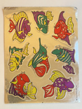 Vintage 80’s Hallmark Foil FISH Sticker Sheet - Rare & HTF 1983 Razzle Dazzle picture