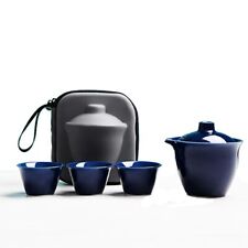 Gaiwan with 3 Cups Travel Organizer Sets Blue Porcelain Teacups Chinese Tea C... picture