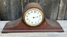 Vintage Antique 1/2 Size Mahogany Waterbury Camel Back Mantle Clock Runs picture