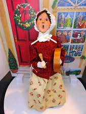 Byers' Choice Colonial Williamsburg Caroler Woman with Bodhram Drum Tag SIGNED picture