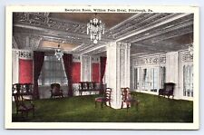 Postcard Reception Room Interior View William Penn Hotel Pittsburgh PA picture