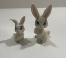 Vintage Ceramic Bunny Rabbits Set Of 2 Glazed picture