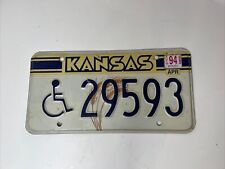 1994 Kansas K License Plate Handicap # 29593 picture
