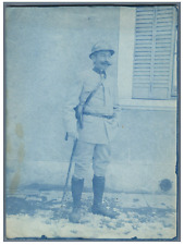 France, Officier du 122e Vintage print. French Army Cyanotype 13x18  picture
