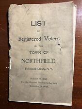 List of Registered Voters Northfield Richmond County NY 1897 Staten Island NYC picture