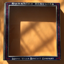 Loose-Wiles Sunshine Biscuits Tin Lid With Glass ~ Pat 5-12-36 Kussakov Can Co picture