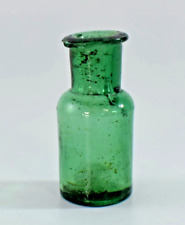 ANTIQUE MINIATURE GREEN GLASS APOTHECARY CHEMIST MEDICAL BOTTLE 4cm picture