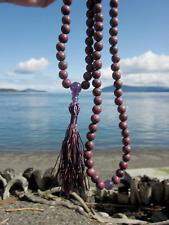 Custom Design USA 8MM  Purpleheart Wood/Amethyst Buddhist 108+3 Prayer Beads picture