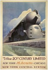Original Vintage Poster 20th CENTURY LIMITED NEW YORK CENTRAL Railroad Travel OL picture