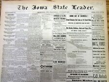 Lot of 5 1877 IOWA STATE LEADER newspapers DES MOINES Post Civil War 150 yrs old picture