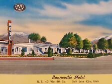 Vintage Linen Postcard Bonneville Motel U.S. 40 Salt Lake City, Utah Post Card picture