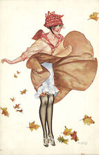 PC ARTIST SIGNED, HEROUARD, GLAMOUR, BEFORE THE WIND, Vintage Postcard (b50251) picture