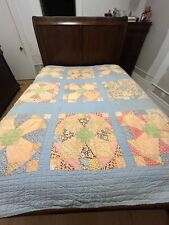 vintage hand made quilt multi color  cross w wear “64 “82 picture