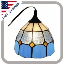 BEAUTIFUL ANTIQUE LEADED Tiffany Style STAINED GLASS HANGING LAMP w/Dimmer. picture