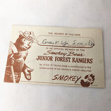 Vintage Smokey the Bear Junior Forest Ranger Card picture