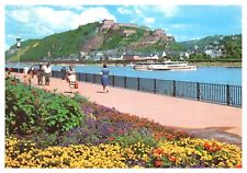 Koblenz Am Rhein Uferpromenade Rhine Promenade Flowers Posted Chrome Postcard picture