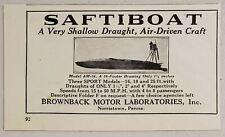1927 Print Ad Saftiboat Shallow Air-Driven Boat Brownback Motor Norristown,PA picture