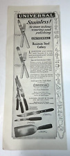 Print Ad Universal Stainless Resistain Steel Cutlery Silverware Vtg 1925 picture