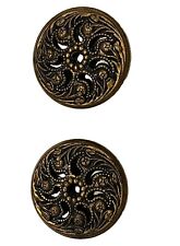 Antique Twinkle Button Pierced Filigree Scrolls Mirror .75