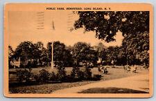 Vintage Postcard NY Long Island Public Park Hemstead People c1941 ~8361 picture